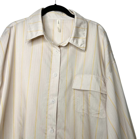 Nap Recliner Classic PJ Shirt Pajama in Stripe Yellow Tan Size Medium - Picture 3 of 10